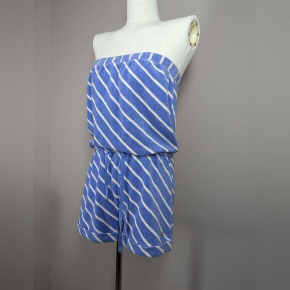 Juicy Couture Terrycloth Romper – XS Strapless Drawstring Blue Stripe - Picture 3 of 9